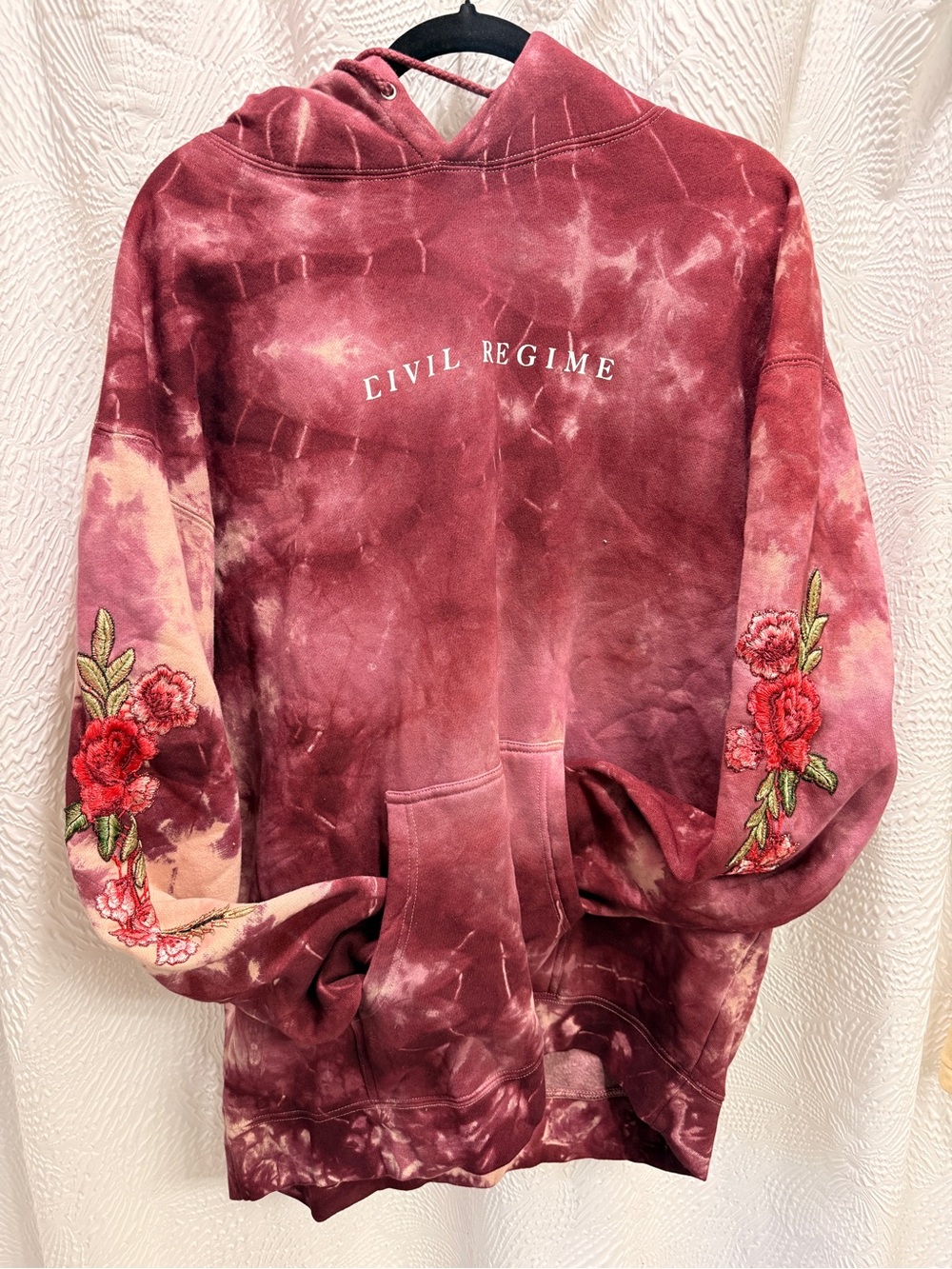 Women’s Embroidered Tie-Dye Pullover Hoodie, Civil Regime, Large, $49